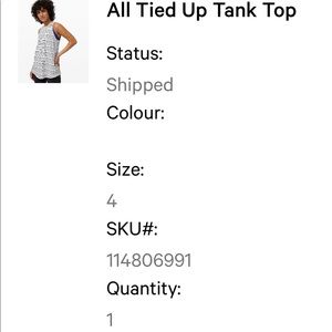 Lululemon all tied up tank size 4